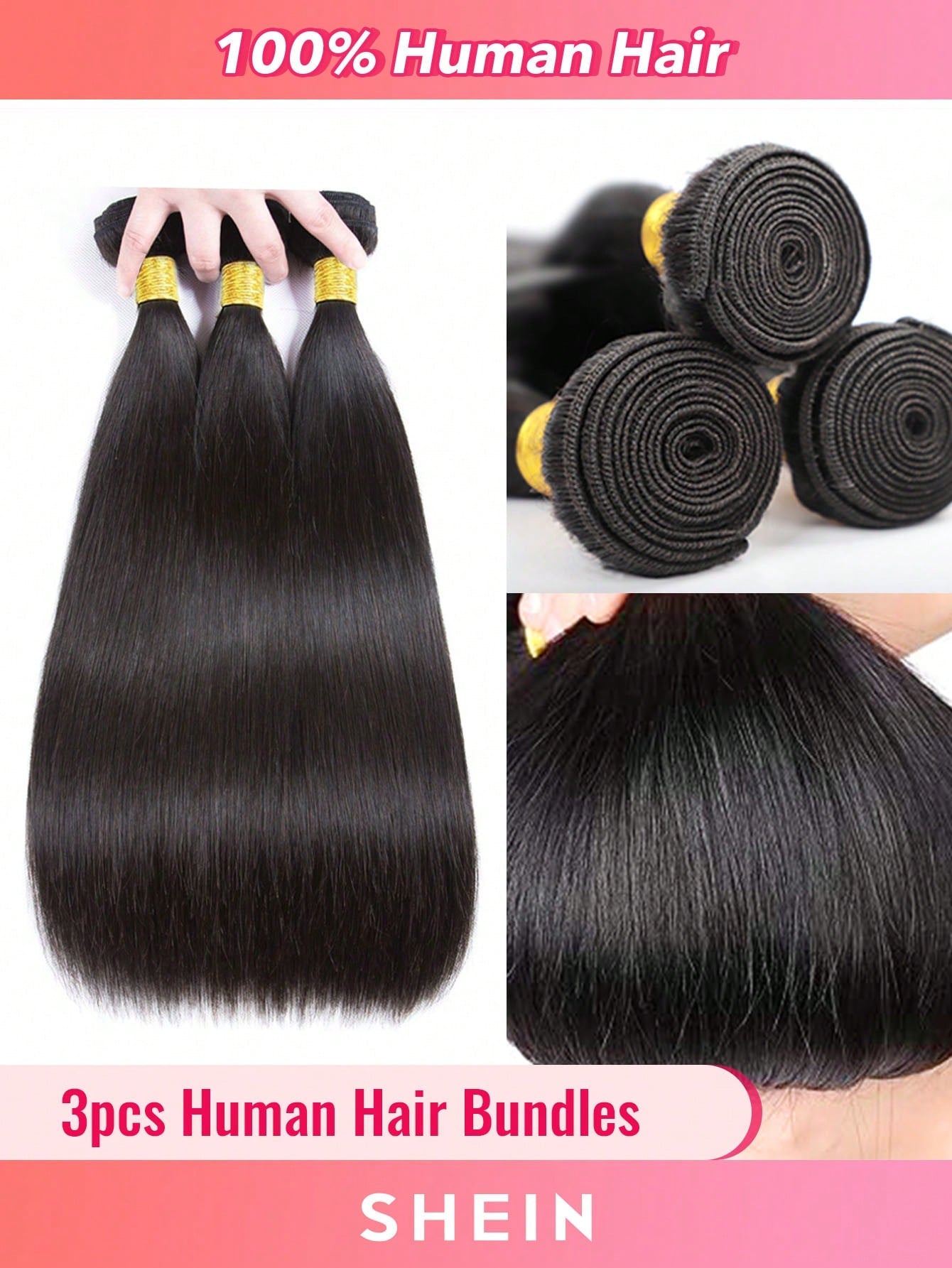 3pcs Straight Bundles Human Hair 100% Unprocessed Virgin Human Hair Long Bundles Straight Hair Extensions Natural Black Color Bundles for Women