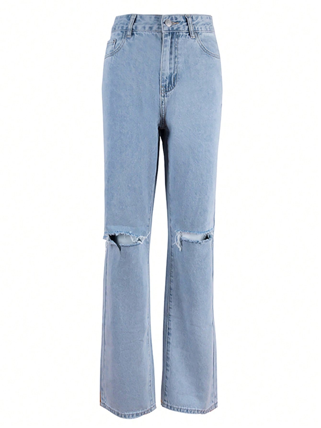 Ripped Straight Leg Jeans