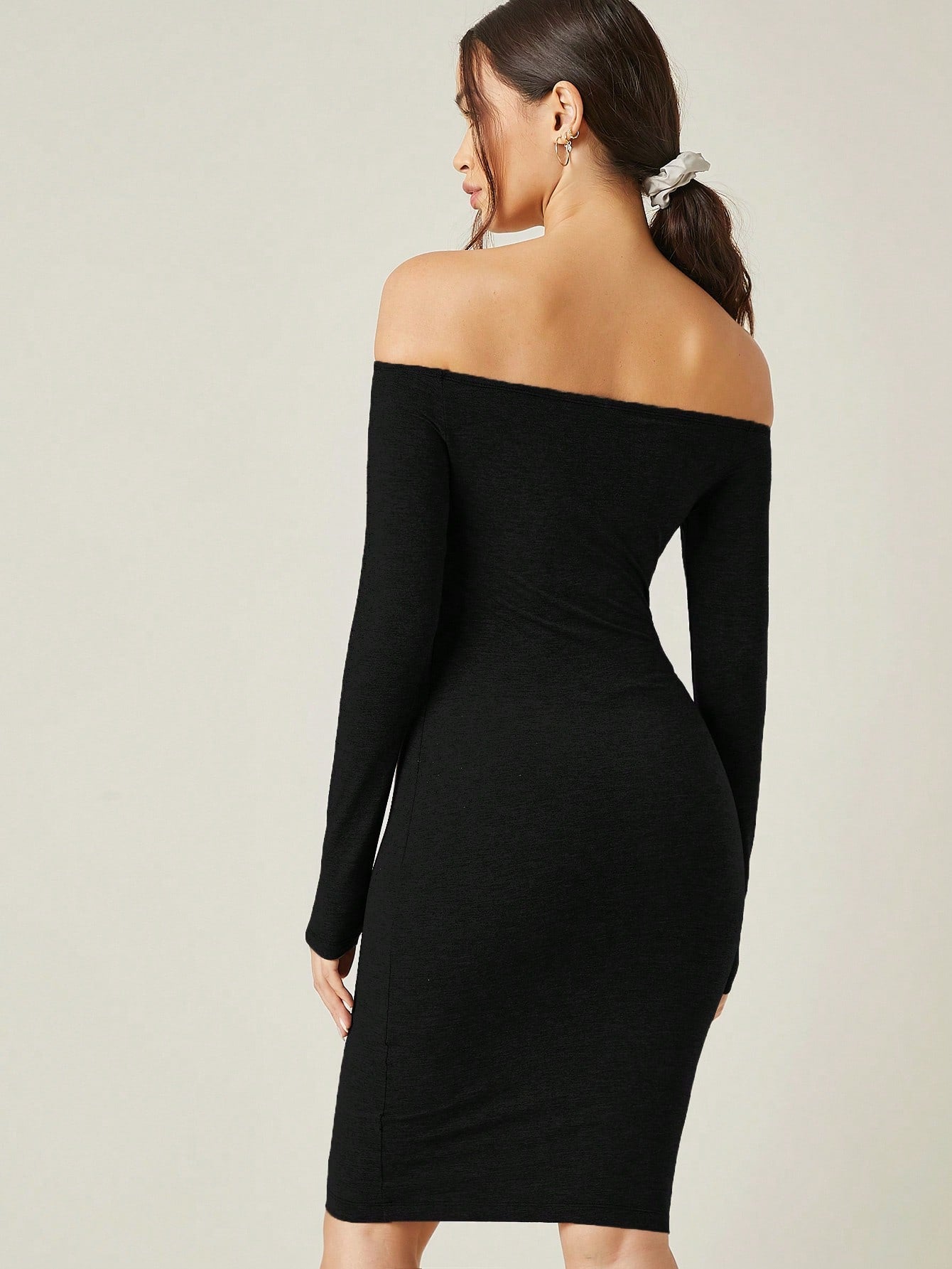 BASICS Solid Off Shoulder Bodycon Dress