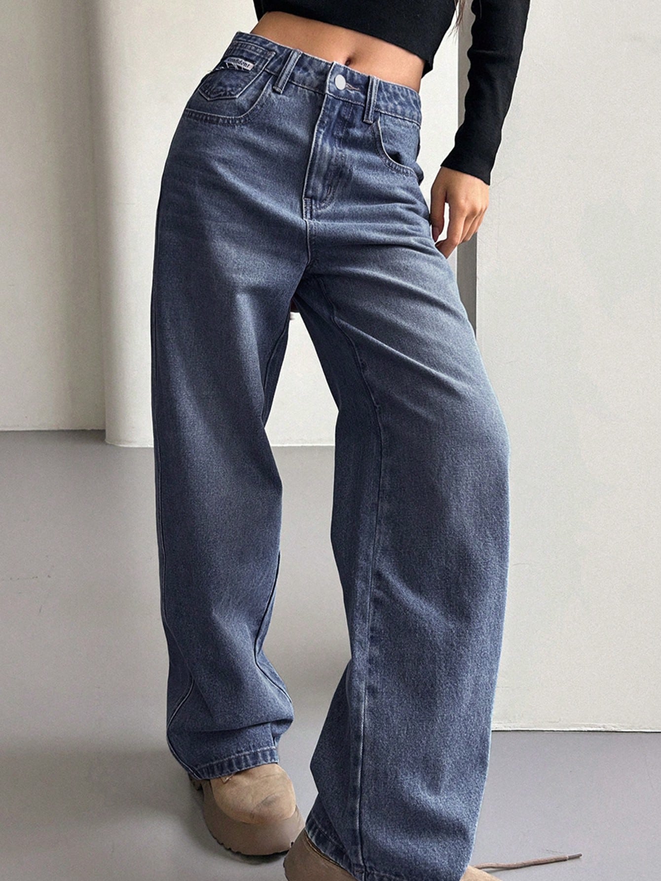 DAZY Slant Pocket Wide Leg Jeans