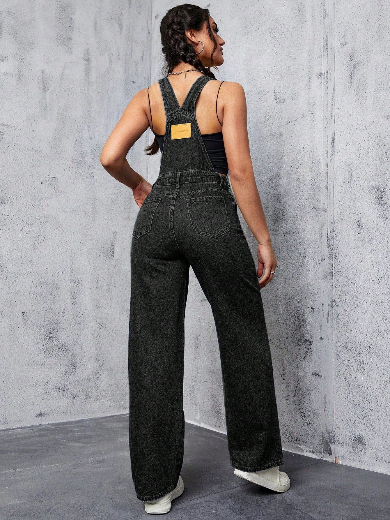 Slant Pocket Denim Overalls Without Top