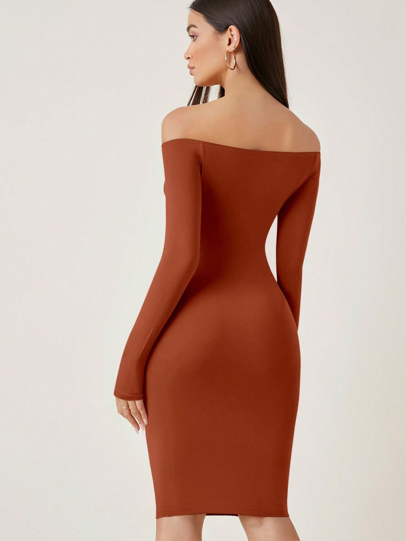BASICS Solid Off Shoulder Bodycon Dress