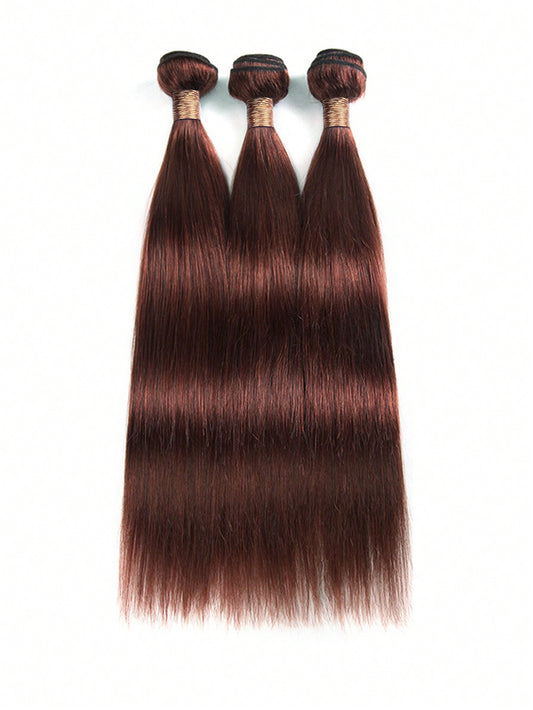 3Pcs Reddish Bundles Human Hair Straight Brown Copper Red Remy Bundles Reddish Brown 35# Bundles for
