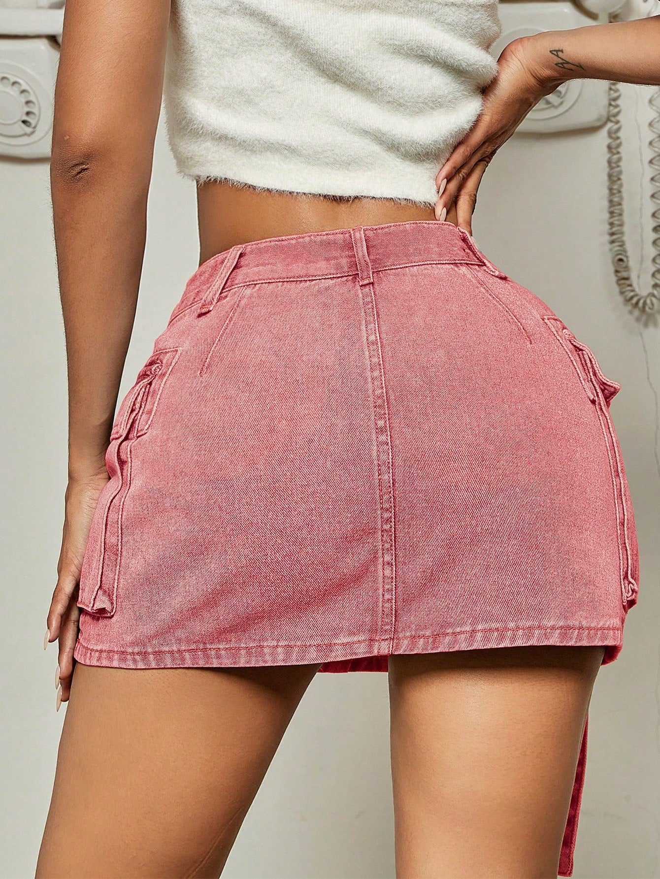Flap Pocket Denim Skirt