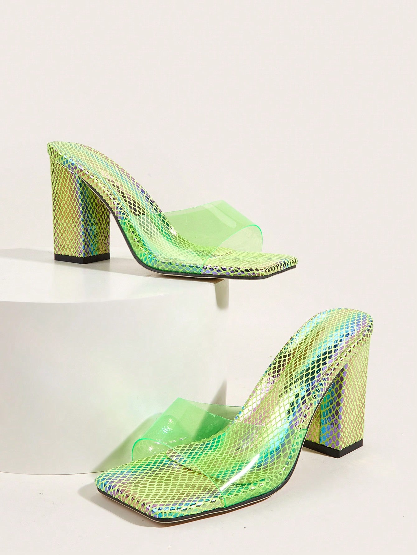 Women Minimalist Chunky Heeled Mule Sandals, Fashion Summer Heeled Sandals