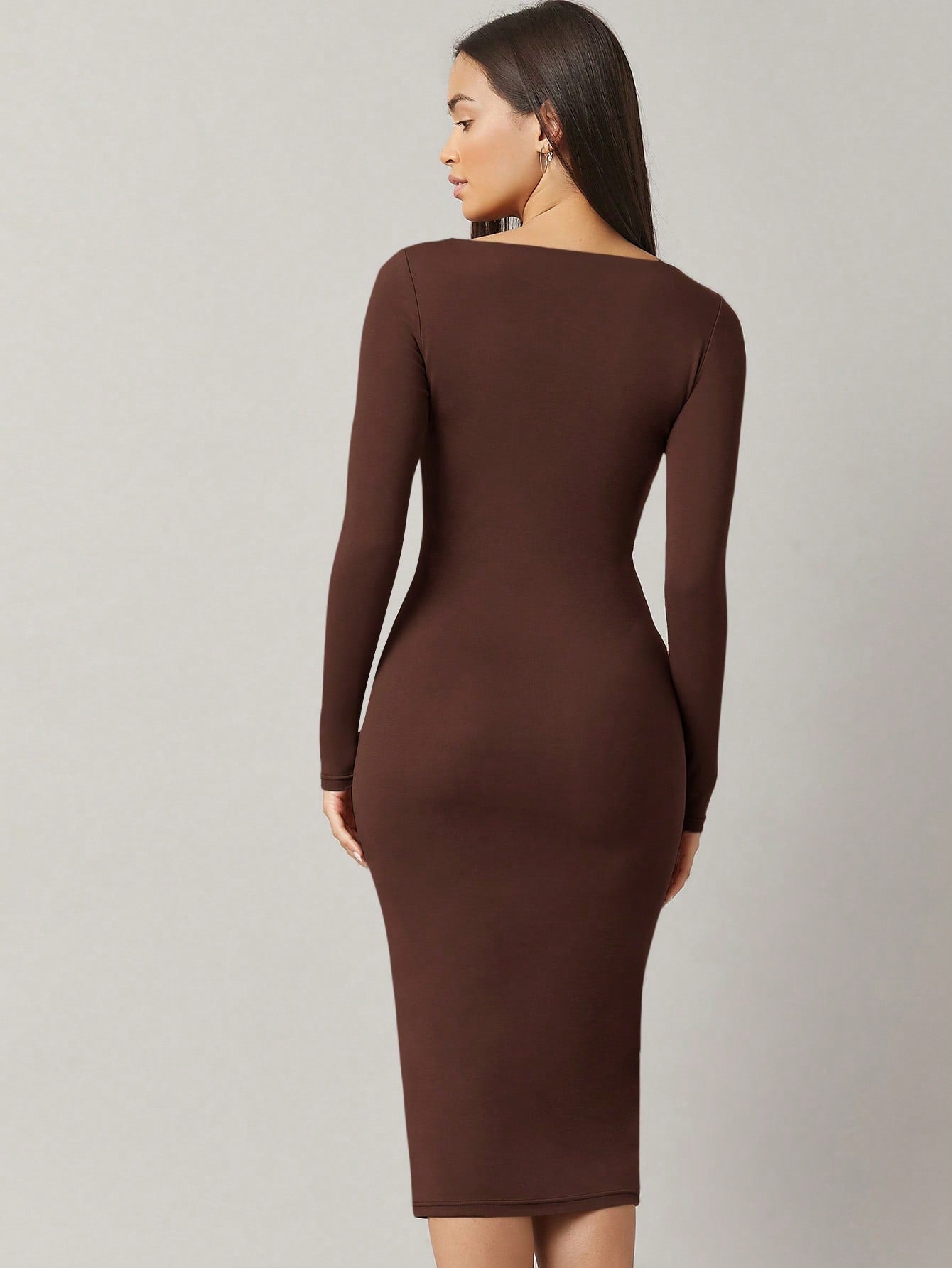 BASICS Square Neck Solid Bodycon Dress
