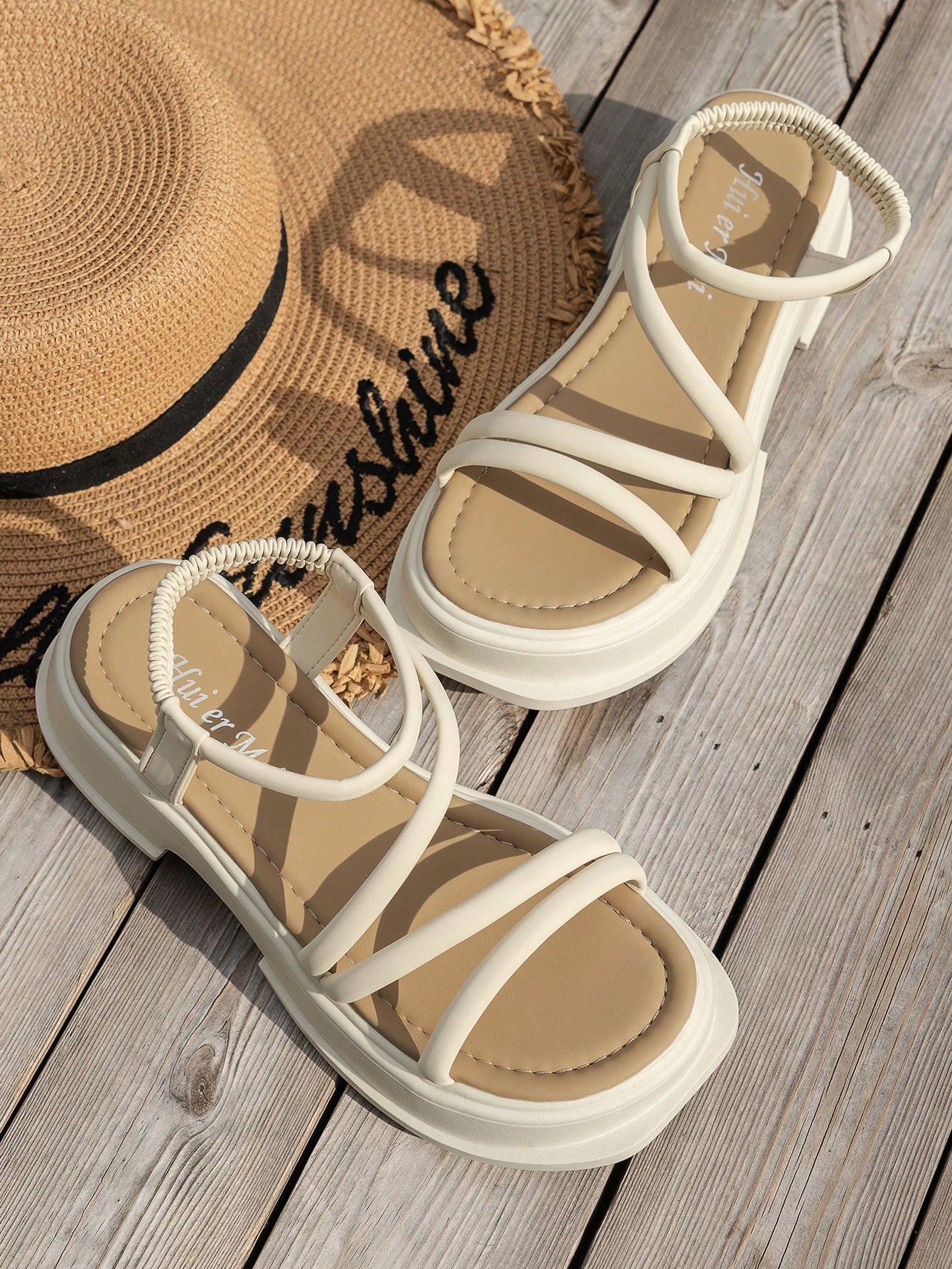 Elegant Slingback Wedge Sandals For Women, Ruched Detail Flatform Sandals