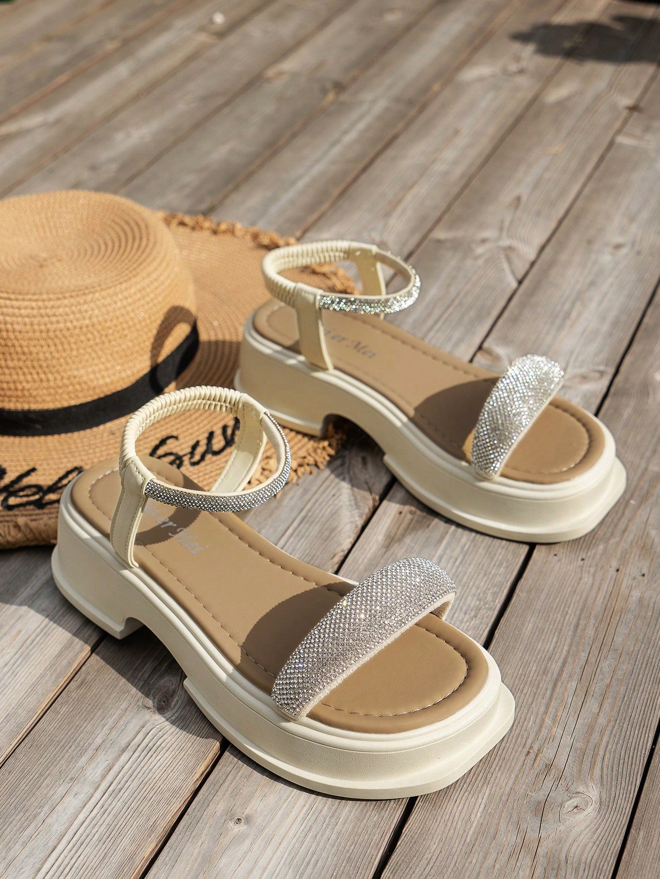 Elegant Slingback Wedge Sandals For Women, Ruched Detail Flatform Sandals