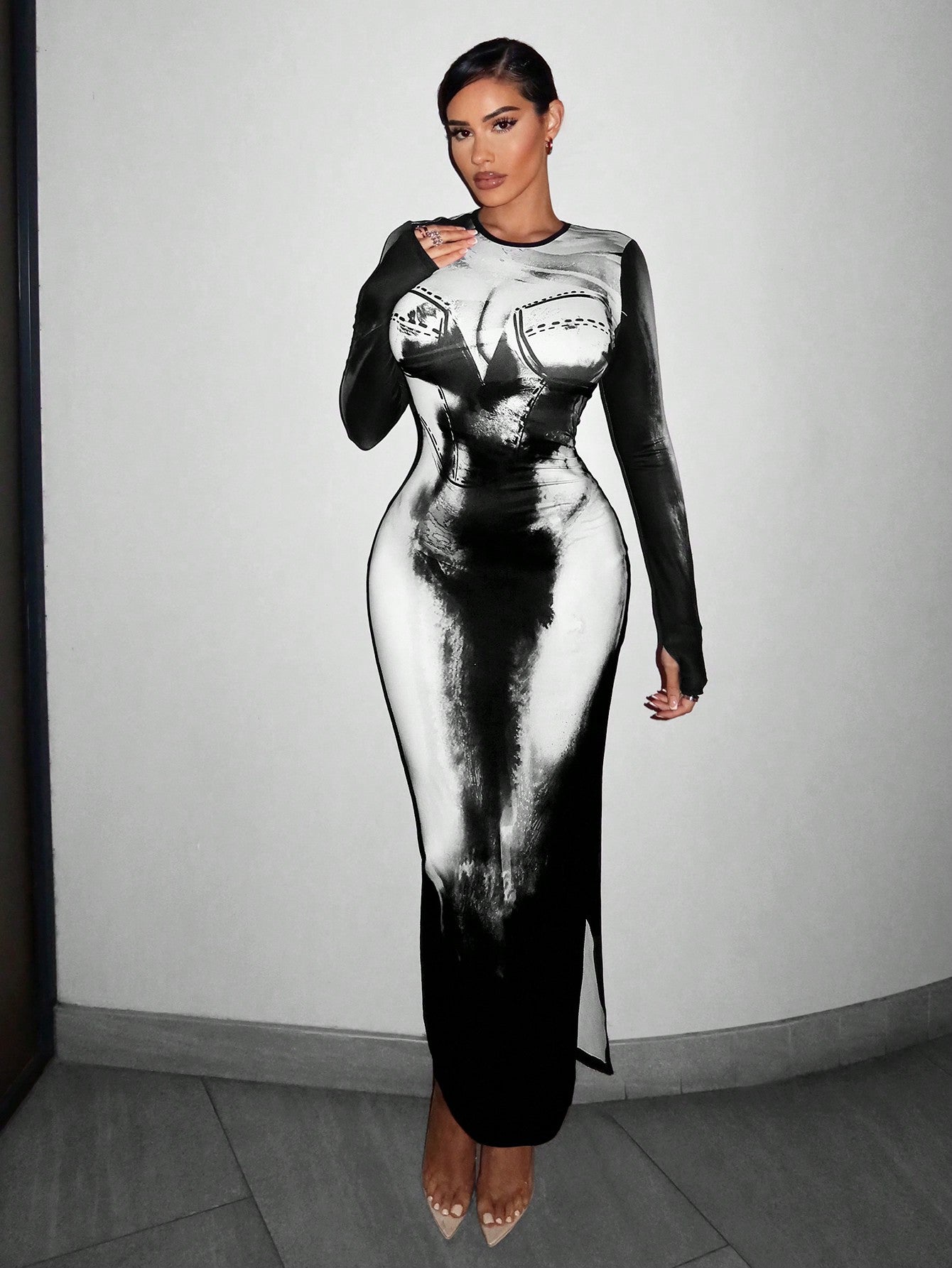 SXY Figure Graphic Bodycon Dress