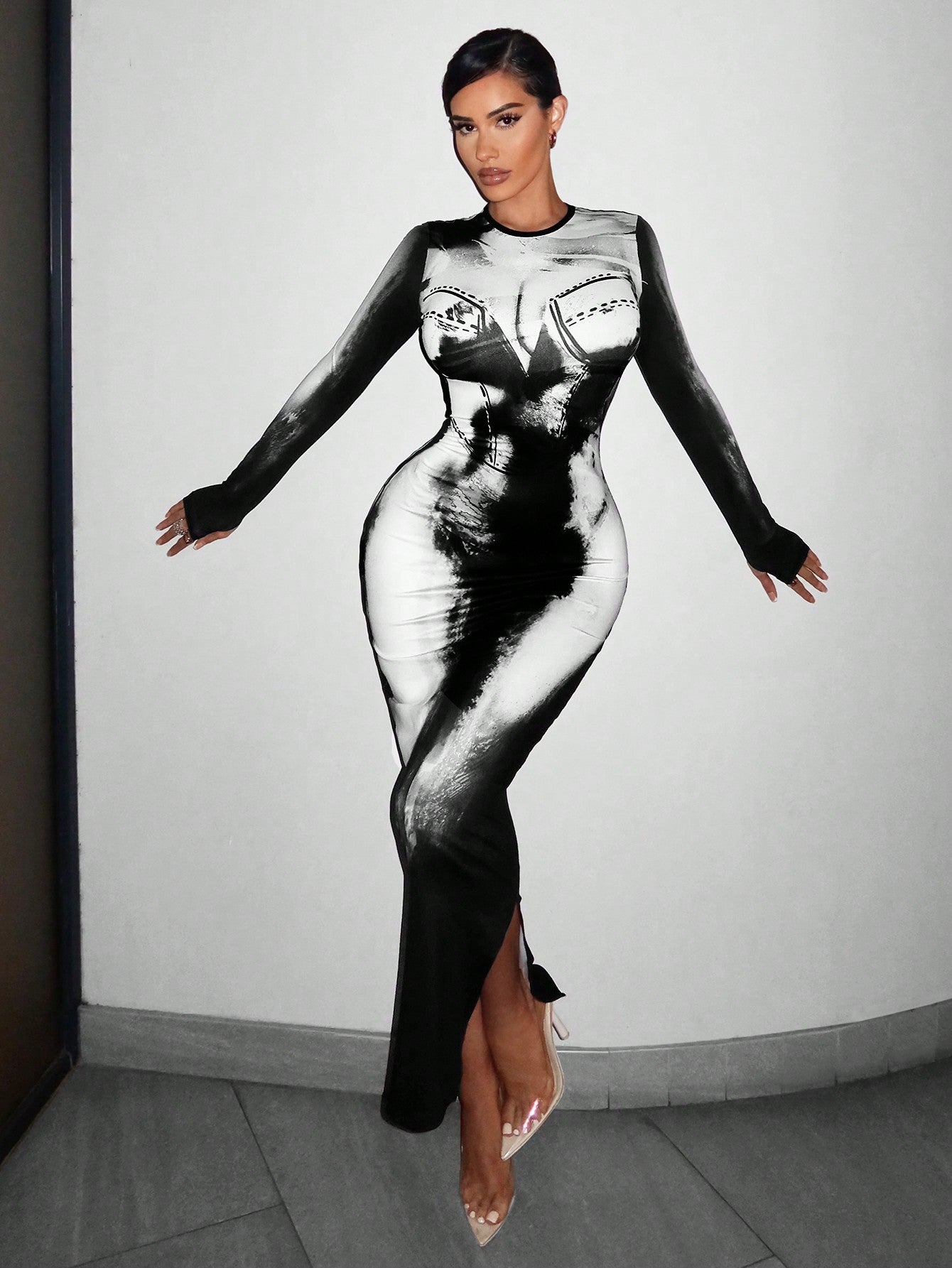 SXY Figure Graphic Bodycon Dress