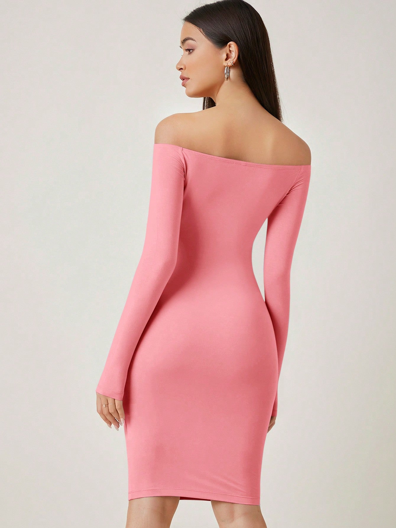 BASICS Solid Off Shoulder Bodycon Dress