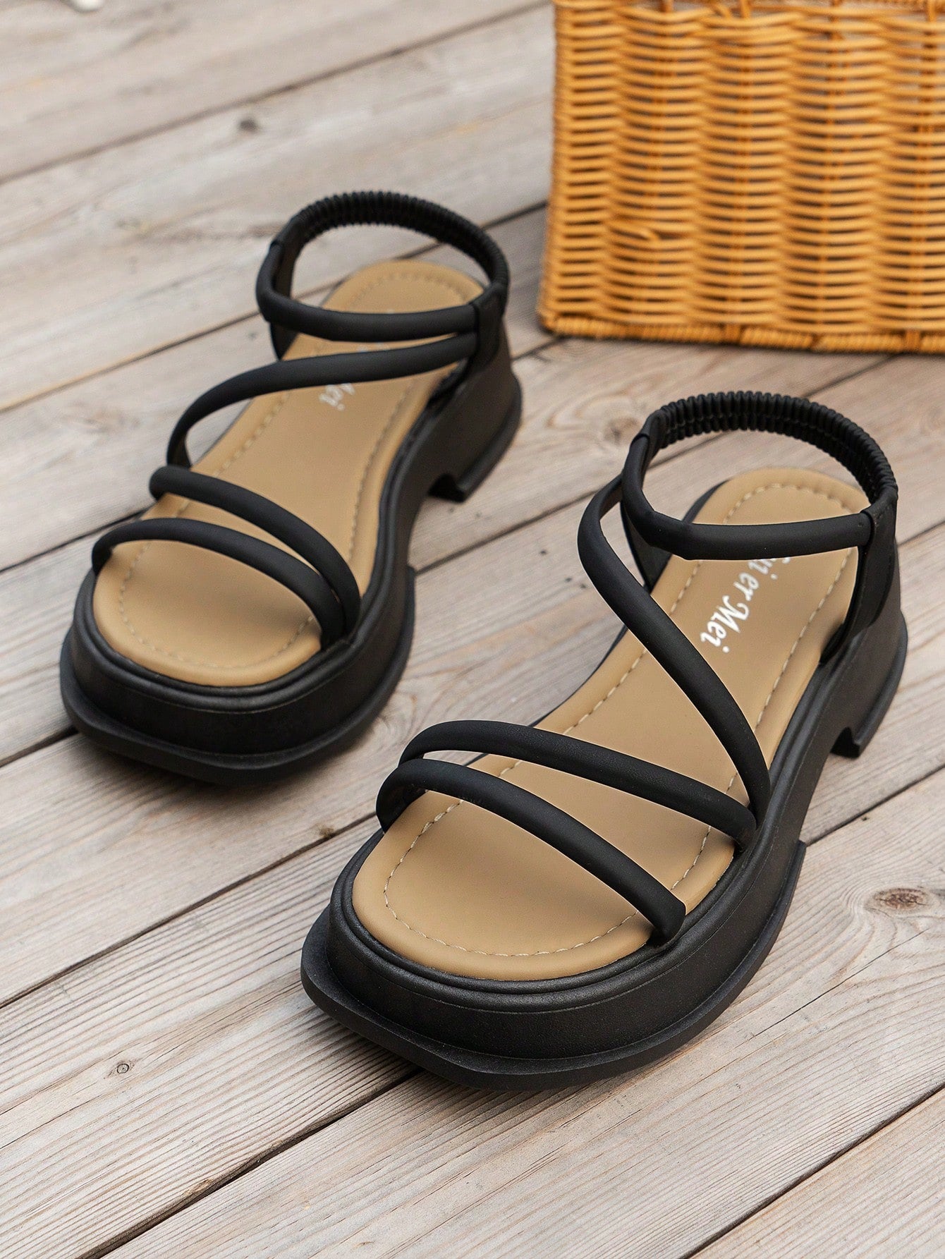 Elegant Slingback Wedge Sandals For Women, Ruched Detail Flatform Sandals