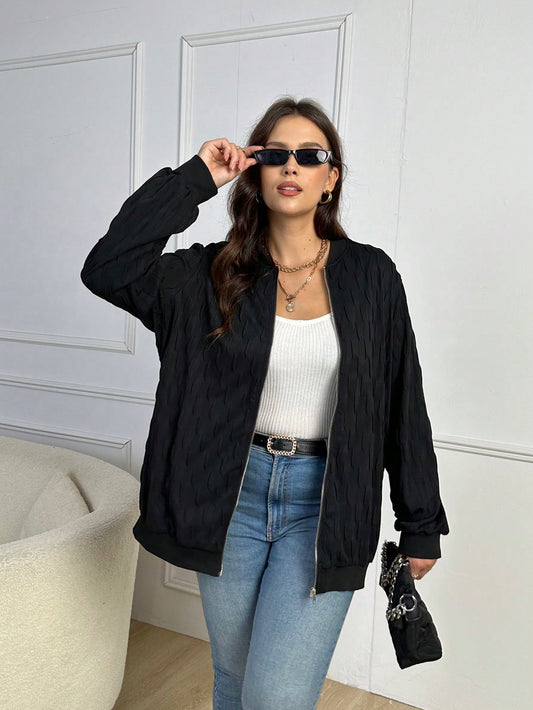 CURVE+ Plus Zip Up Bomber Jacket
