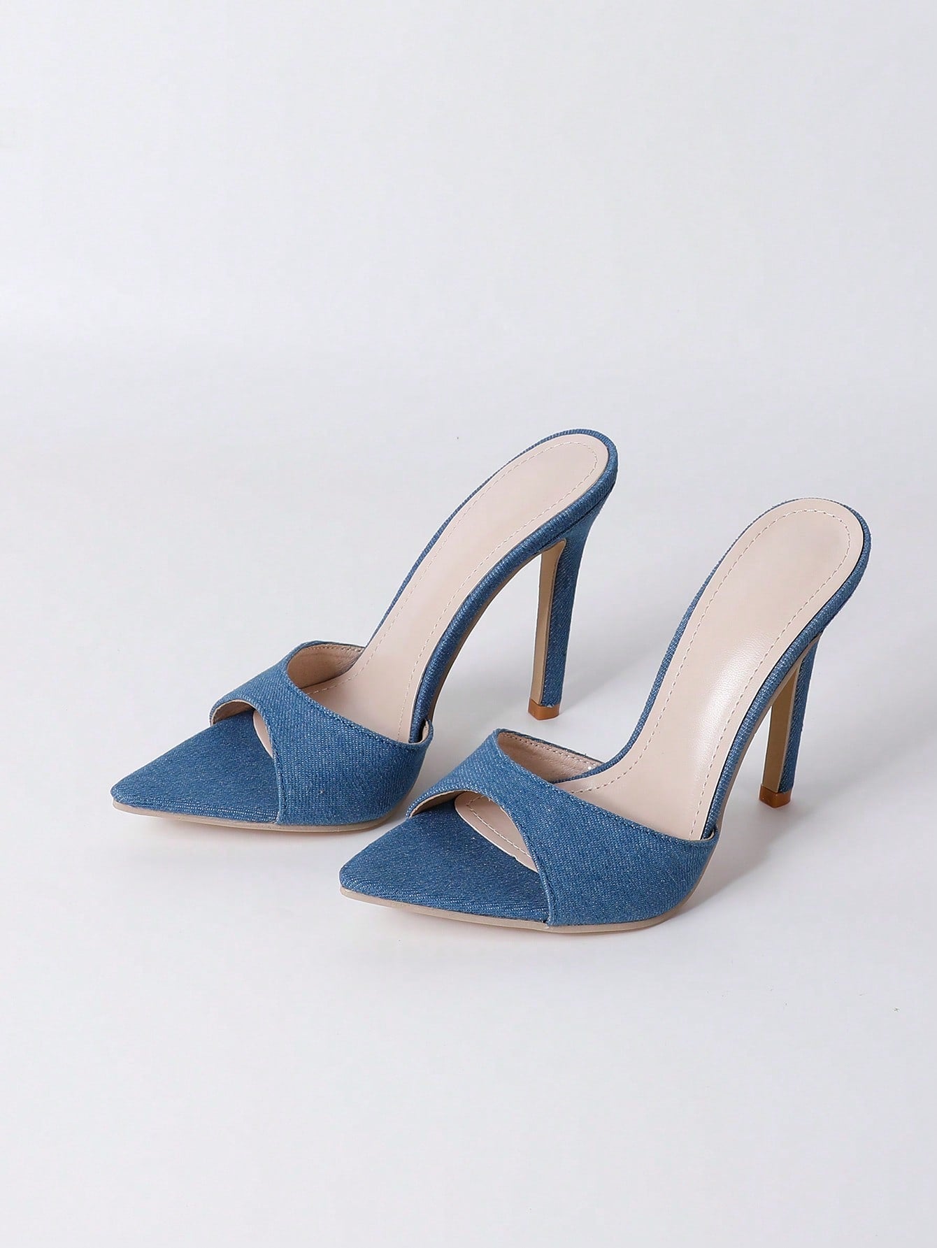 Pointed Toe Colorblock Slim High Heel Mules Sandals For Women