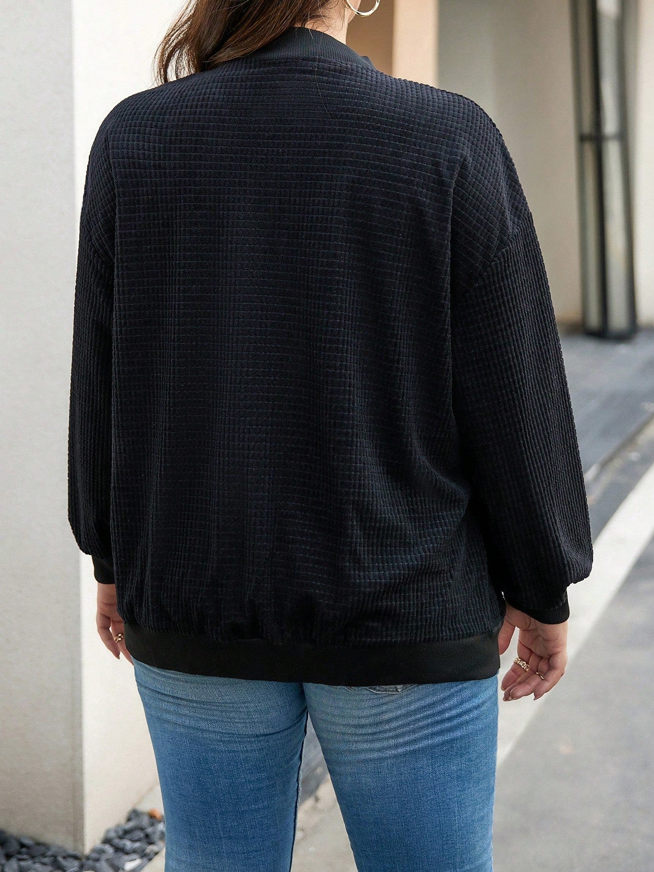 Essnce Plus Zip Up Drop Shoulder Bomber Jacket