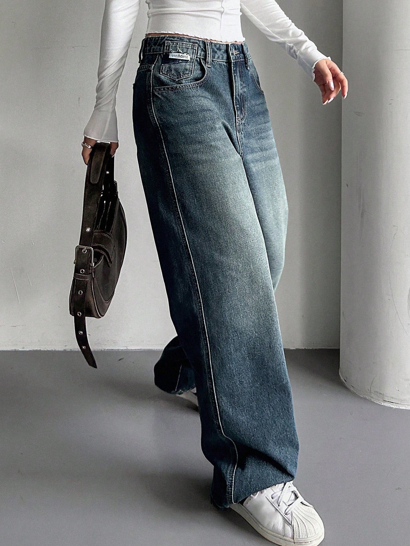 DAZY Slant Pocket Wide Leg Jeans