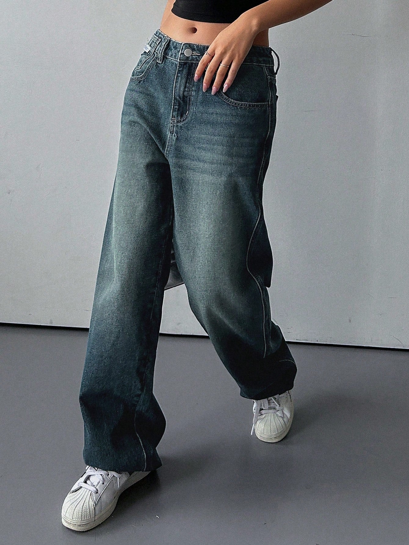 DAZY Slant Pocket Wide Leg Jeans