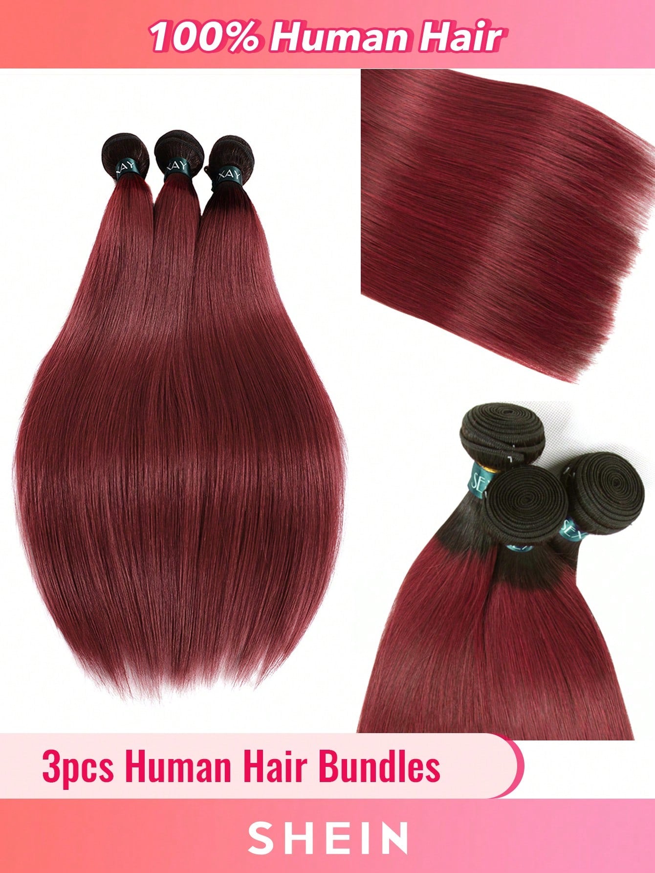 3Pcs Human Virgin Hair Bundles #350 Ombre Ginger Orange 3 Bundles Hair Extension for Women