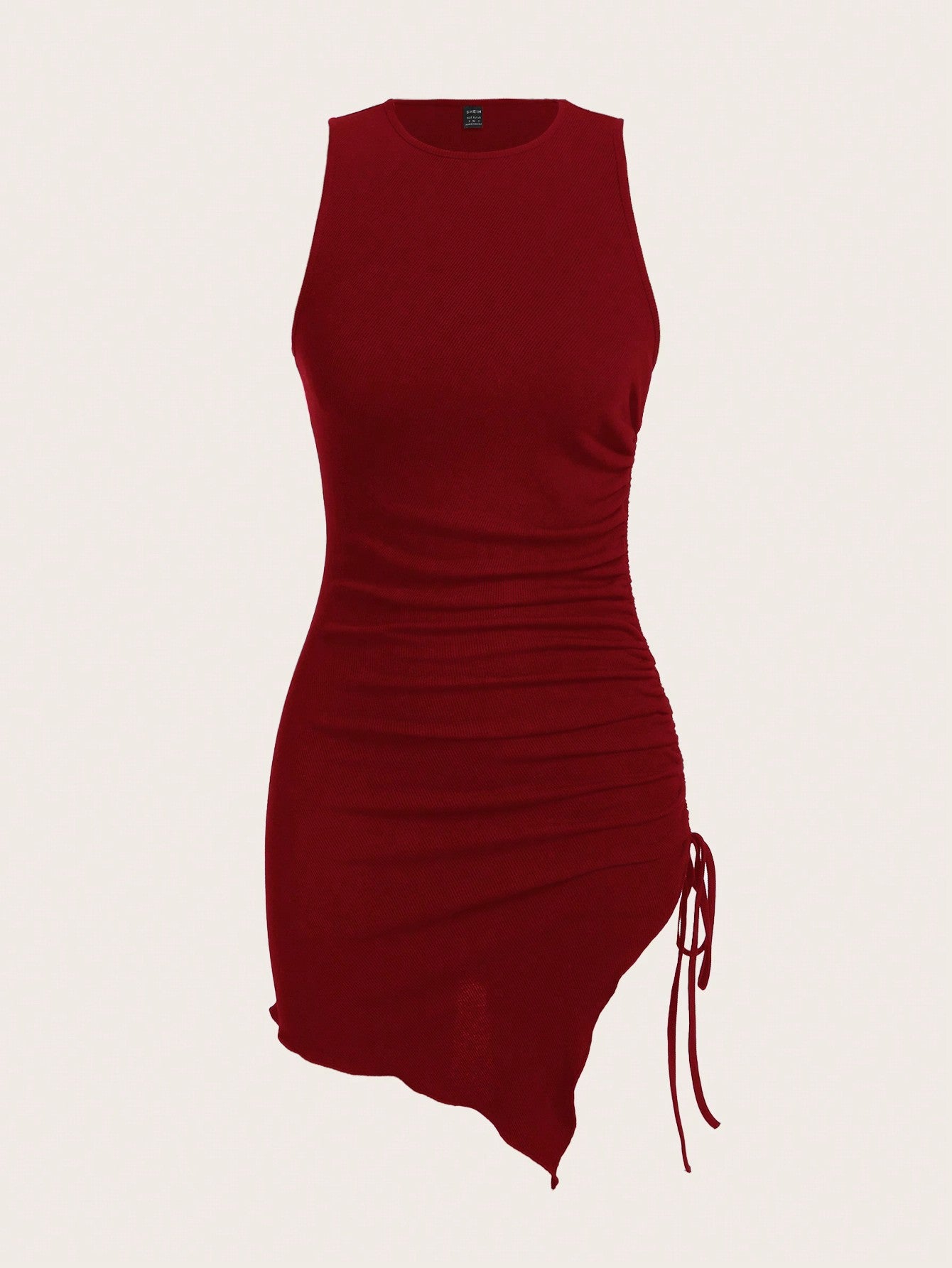EZwear Drawstring Side Asymmetrical Hem Tank Dress
