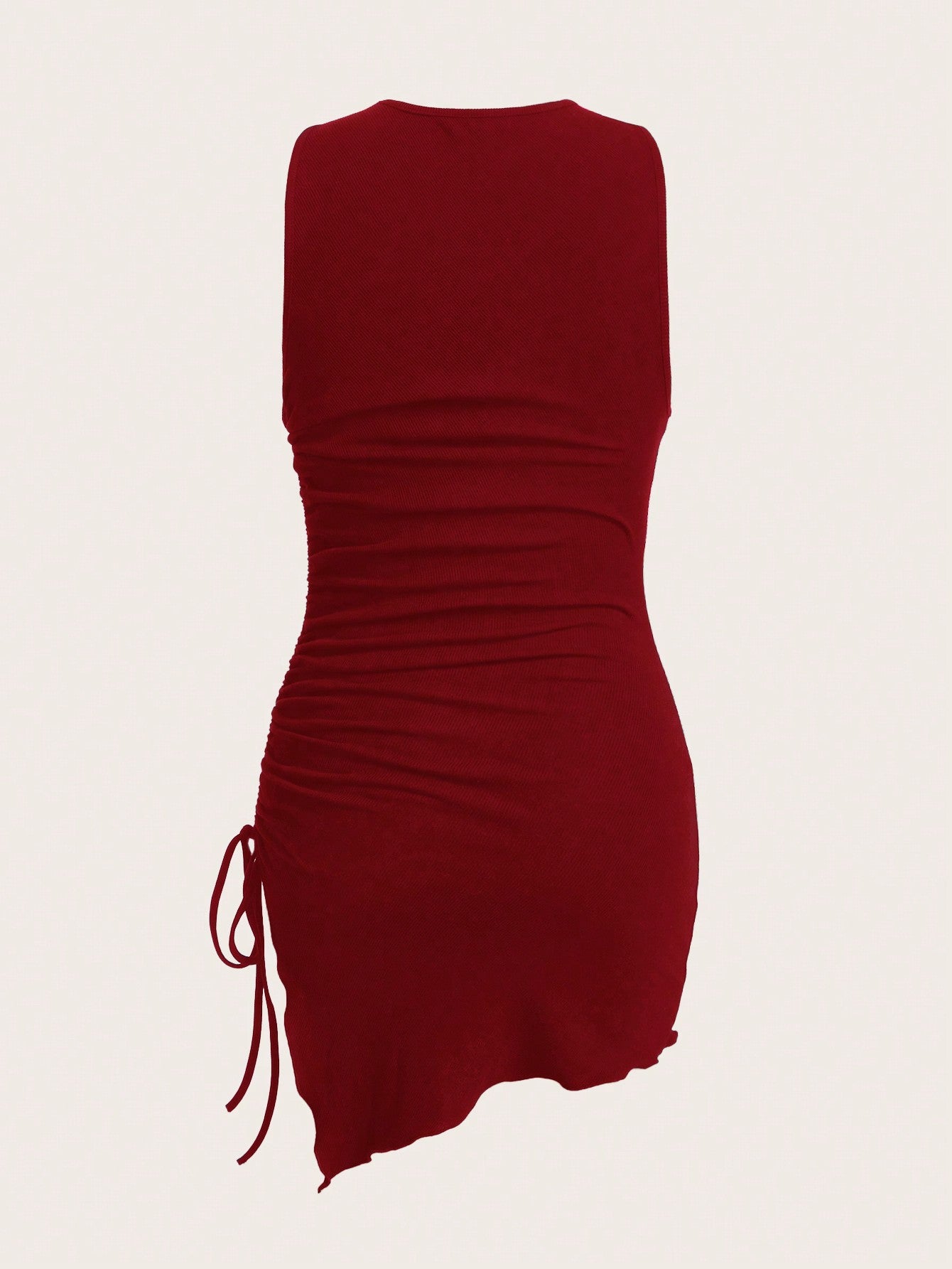 EZwear Drawstring Side Asymmetrical Hem Tank Dress