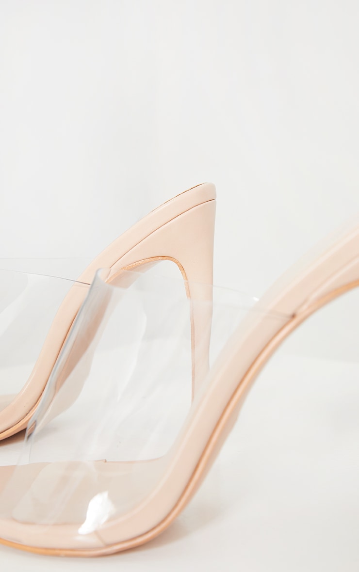Nude Clear Strap Pu Point Toe High Heels
