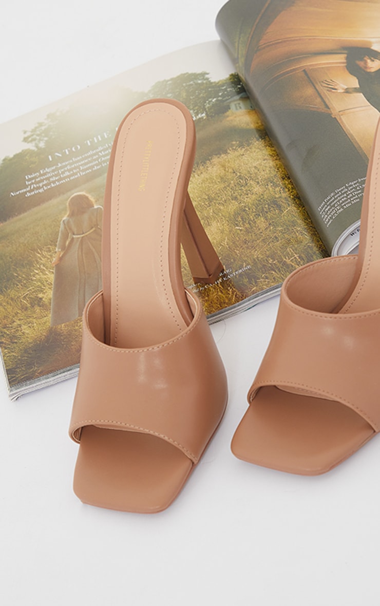 Camel Wide Fit Square Toe Mule High Heels